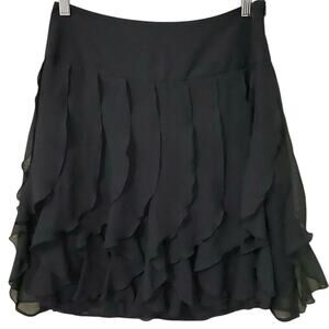 Vintage Y2K Cato Ruffle Mini Skirt US 4 Black Chiffon Fairy Grunge Whimsigoth